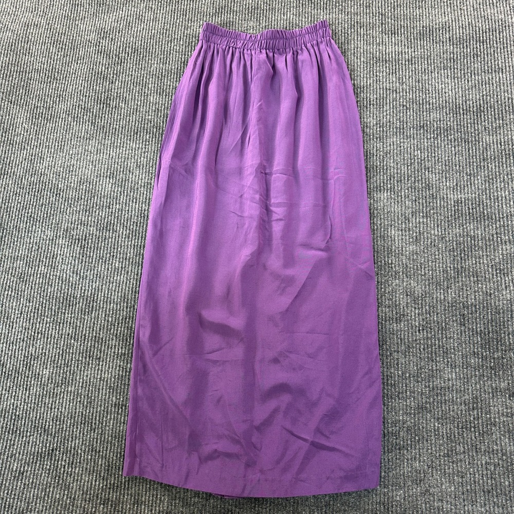 Design Todays Womens D-450 Maxi Skirt S Purple Rayon Blend Pleated Back Made USA